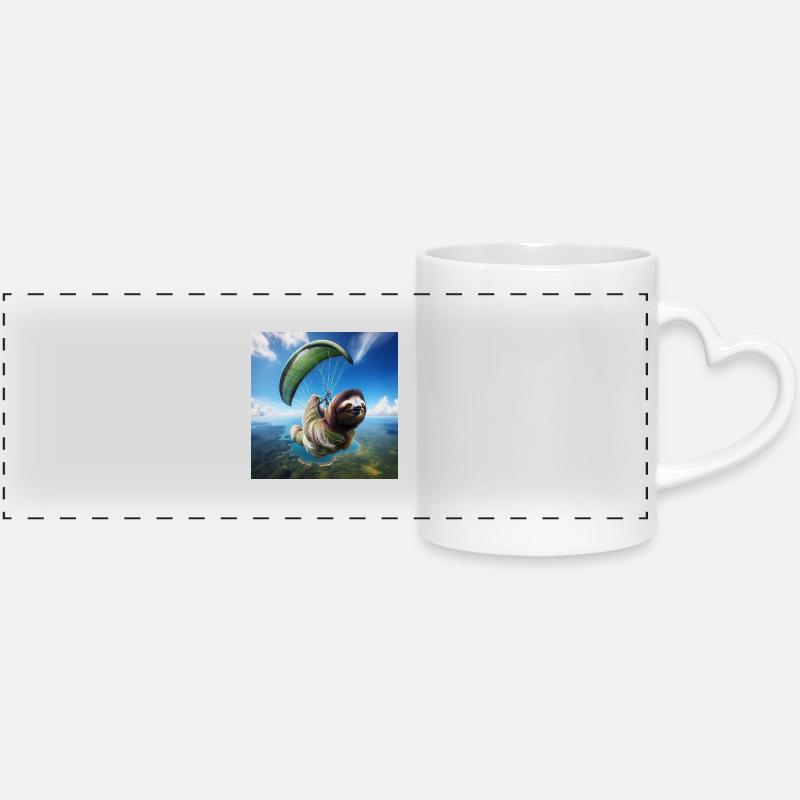 Sloth Wanderer Paragliding - Panoramic mug with heart handle - white