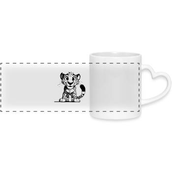 Cute Leopard Googly Eyes King of the Steppe - Panoramic mug with heart handle - white - Front
