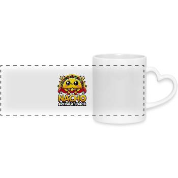 Kawaii Chibi Super Nacho Average Snack Funny Food - Panoramic mug with heart handle - white - Front