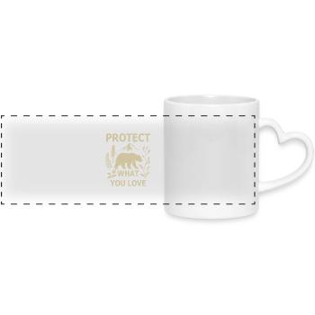 protect what you love - Panoramic mug with heart handle - white - Front