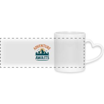 Adventure Awaits – Explore More - Panoramic mug with heart handle - white - Front