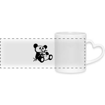 lazy panda - Mug panoramique avec anse en forme de cœur - blanc - Devant
