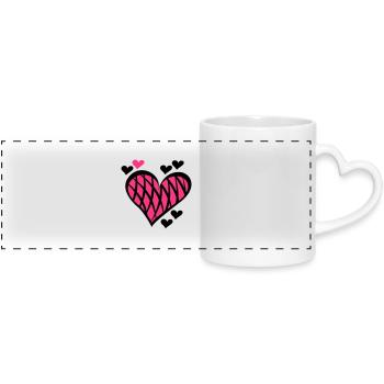 Crossed Heart Details - Panoramic mug with heart handle - white - Front