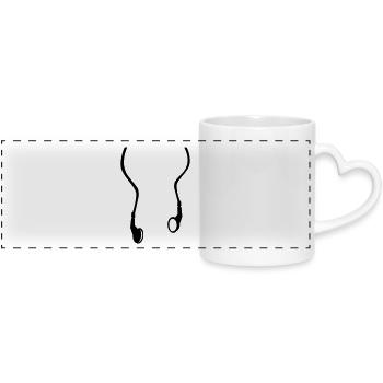 Kopfhörer - Panoramatasse mit Herzhenkel - Weiß - Vorne