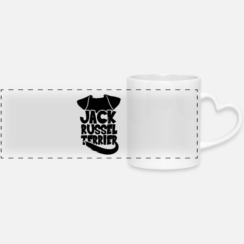 silhouette Jack Russel Terrier - Noir - Mug panoramique avec anse en forme de cœur - blanc