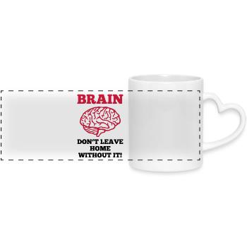 Brain - Panoramic mug with heart handle - white - Front