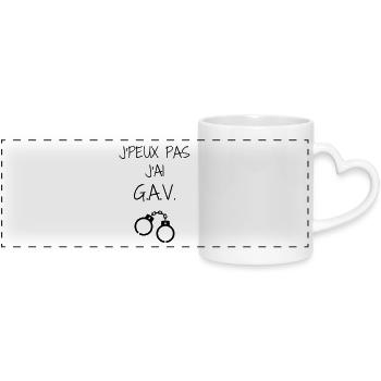Police Officer Policeman Cop Policier Polizei - Panoramic mug with heart handle - white - Front