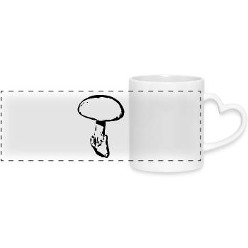 Champignon noir, cueillette de champignons - Mug panoramique avec anse en forme de cœur - blanc - Devant