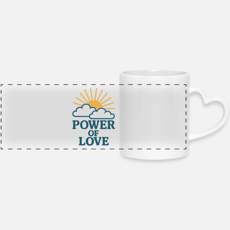 Power of love: Sun over clouds - Panoramic mug with heart handle - white