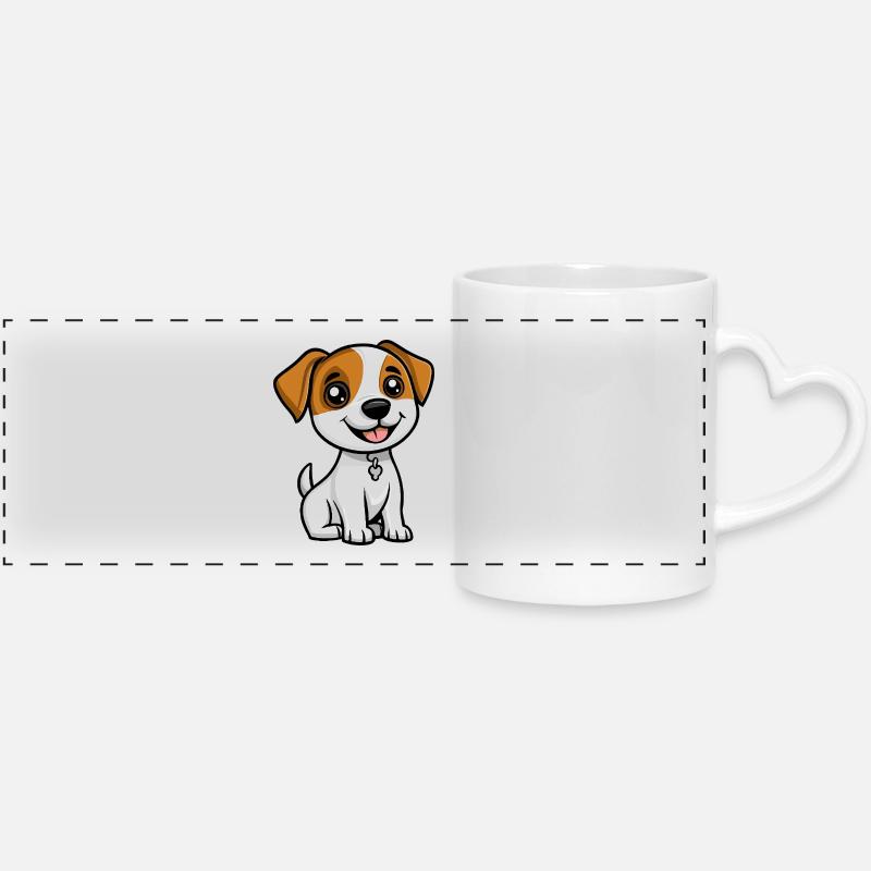 Jack Russell Terrier Dog Cute - Panoramic mug with heart handle - white