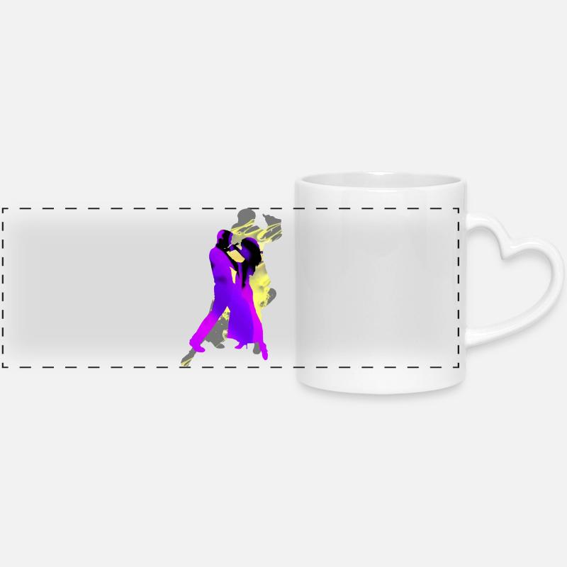 Argentine tango dancers - Panoramic mug with heart handle - white
