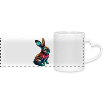 Rabbit - Panoramic mug with heart handle - white - Front