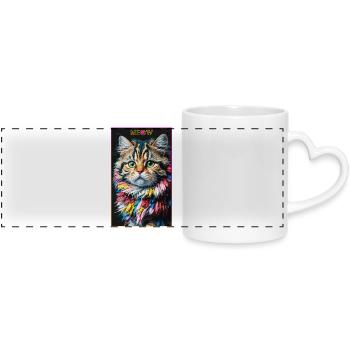 Artful cat - Panoramic mug with heart handle - white - Front