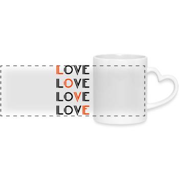 Love / Liebe - Panoramic mug with heart handle - white - Front