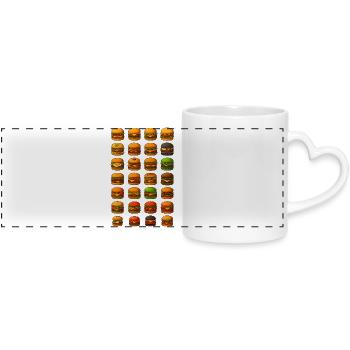 Vielfaltige Burger-Designs für Food-Liebhaber - Panoramatasse mit Herzhenkel - Weiß - Vorne