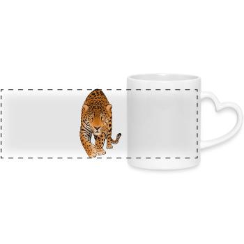 Leopard Raubkatze - Panoramatasse mit Herzhenkel - Weiß - Vorne