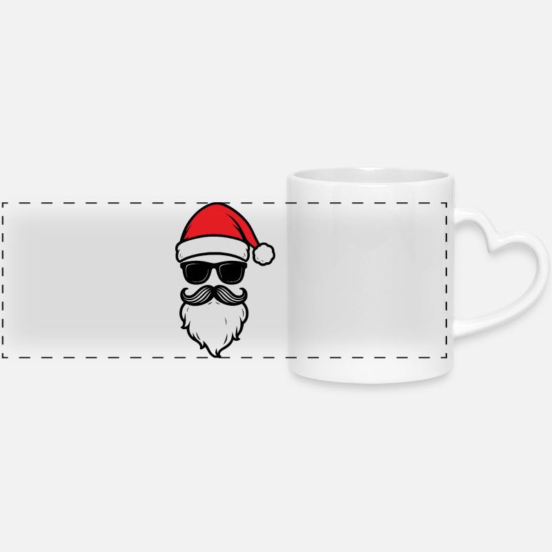 Cool Santa - Ein Muss für die Weihnachtsfeier - Panoramatasse mit Herzhenkel - Weiß