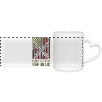 Défendre le drapeau de la République des États-Unis - Mug panoramique avec anse en forme de cœur - blanc - Devant
