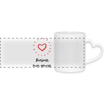 Hello my love - Panoramic mug with heart handle - white - Front