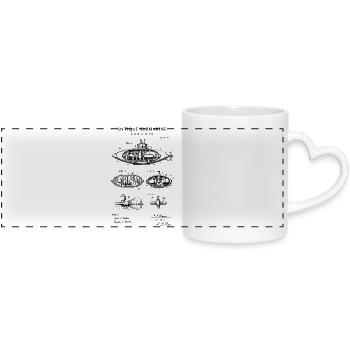 Brevet de plan de sous-marin ancien - Mug panoramique avec anse en forme de cœur - blanc - Devant