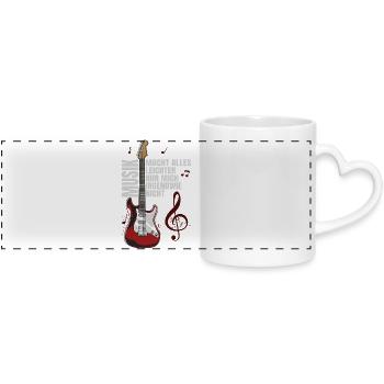 La musique facilite tout - Mug panoramique avec anse en forme de cœur - blanc - Devant