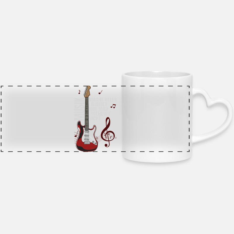 Musik macht alles leichter  - Panoramatasse mit Herzhenkel - Weiß