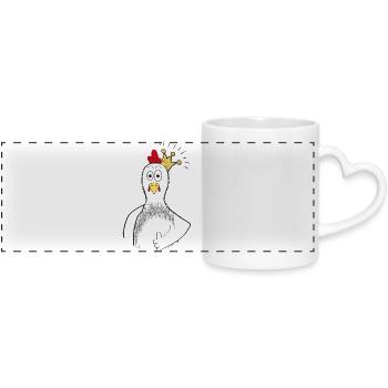 Chicken with crown - Panoramic mug with heart handle - white - Front