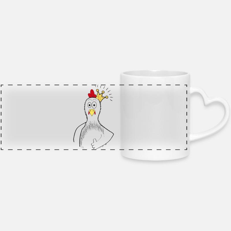 Poulet à couronne - Mug panoramique avec anse en forme de cœur - blanc