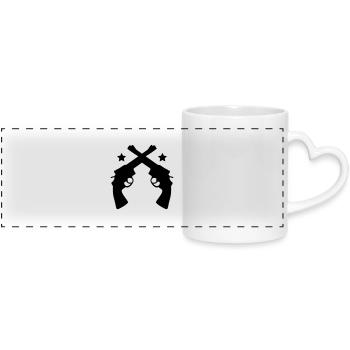pistolets croisés - Mug panoramique avec anse en forme de cœur - blanc - Devant