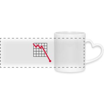 grid line descending line verlusst down arrow - Panoramic mug with heart handle - white - Front