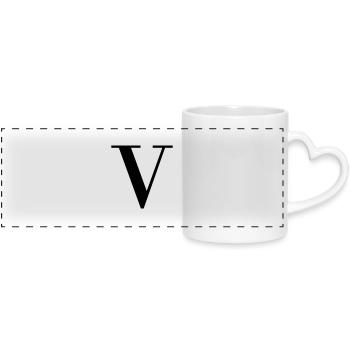 Capital V - Panoramic mug with heart handle - white - Front