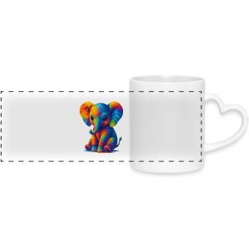 WPAP Polygon Kawaii Style Baby Elephant - Panoramic mug with heart handle - white - Front