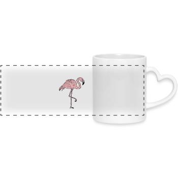 Flamingo - Comic Style - Mug panoramique avec anse en forme de cœur - blanc - Devant