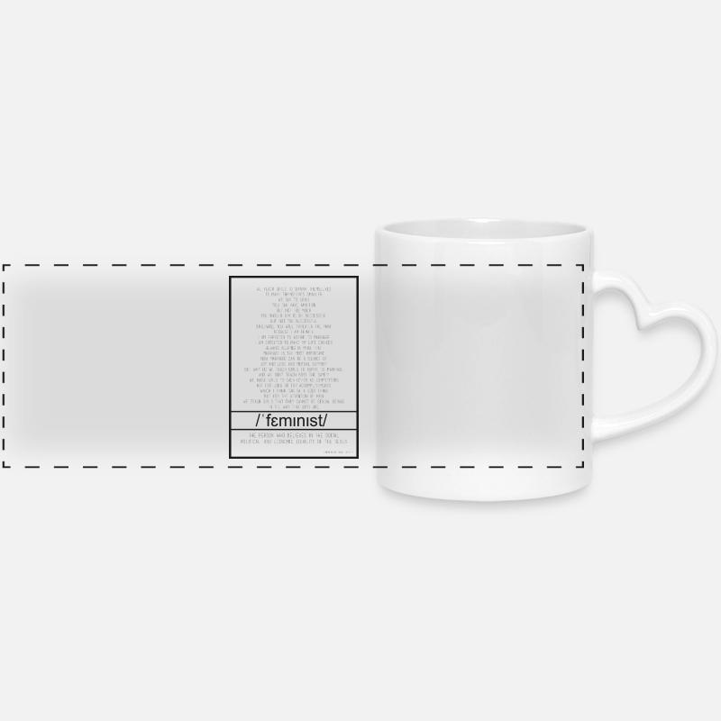 feminist - Panoramic mug with heart handle - white