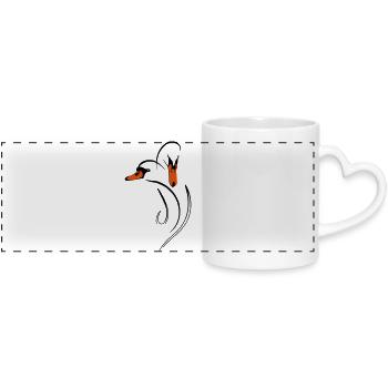 Duo de cygnes amoureux - Mug panoramique avec anse en forme de cœur - blanc - Devant