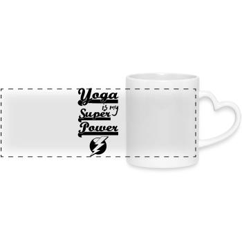 Superpower Yoga - Panoramic mug with heart handle - white - Front