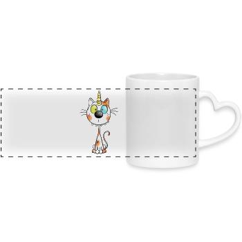 Mignon chat comique - Mug panoramique avec anse en forme de cœur - blanc - Devant
