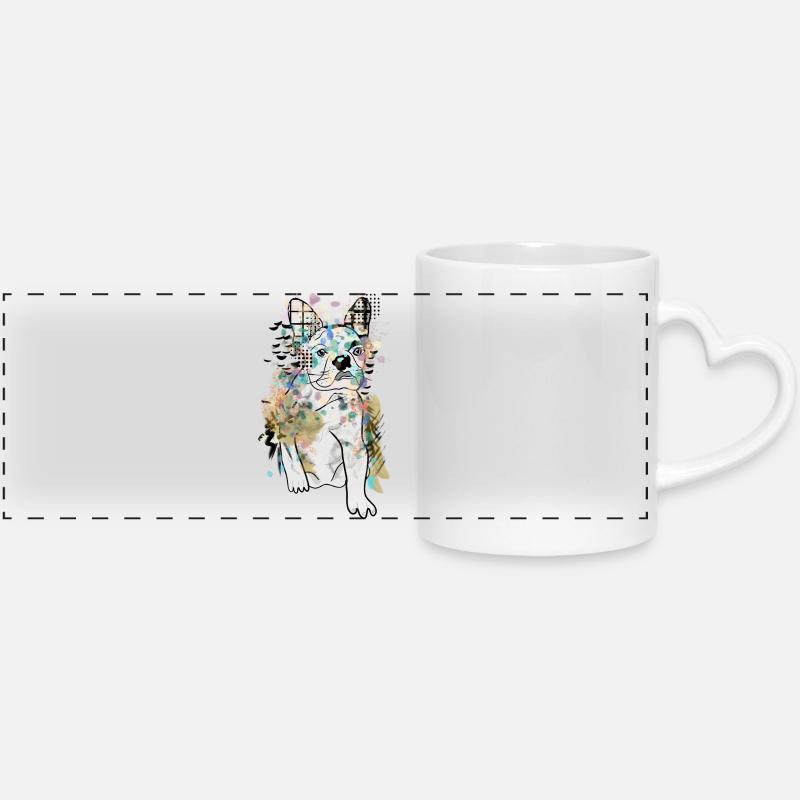 DESSIN DE BOULEDOGUE MIGNON - Mug panoramique avec anse en forme de cœur - blanc