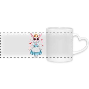 Süße Hasen Prinzessin - Panoramatasse mit Herzhenkel - Weiß - Vorne