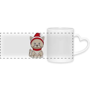 Kitty d’hiver - Mug panoramique avec anse en forme de cœur - blanc - Devant