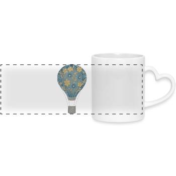 Fleur romantique Montgolfière Look🎈 Vintage - Mug panoramique avec anse en forme de cœur - blanc - Devant