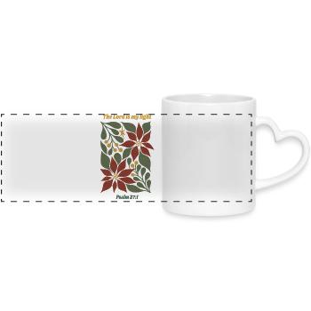 The Lord Is My Light – Psalm 27:1 Floral Christmas - Panoramic mug with heart handle - white - Front