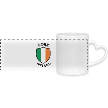 Cork Irland Schild Trikolore - Panoramatasse mit Herzhenkel - Weiß - Vorne