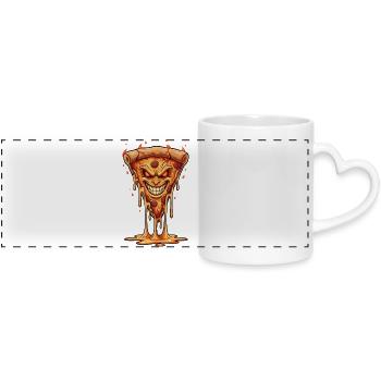 Dämonische Flammenpizza - Panoramatasse mit Herzhenkel - Weiß - Vorne