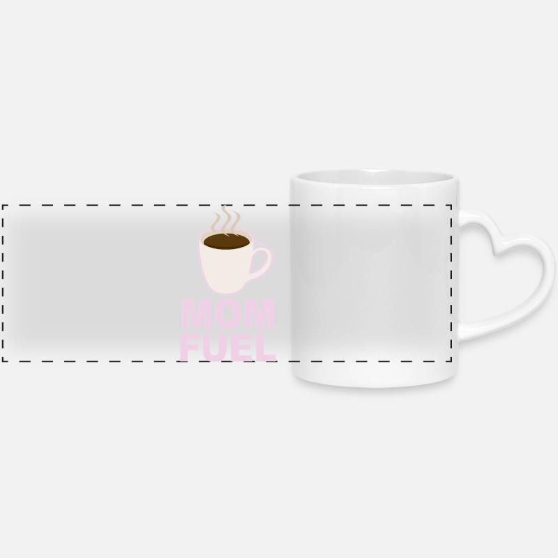 Mom Fuel – Design de maman alimenté par le café - Mug panoramique avec anse en forme de cœur - blanc