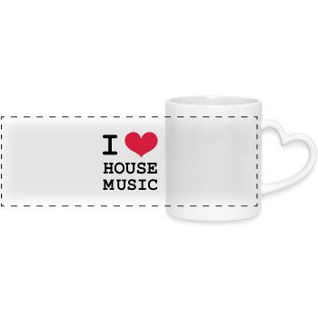 I Love House Music! - Panoramic mug with heart handle - white - Front