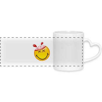 Smiley Glossy Happy Brain - Panoramic mug with heart handle - white - Front