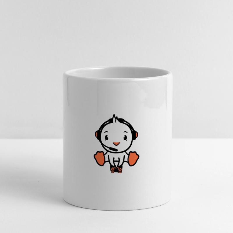 Bird Playing Gamer Nerd Console Headset Controller Panoramic mug with heart handle