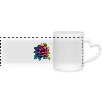 Rose Blume - Panoramatasse mit Herzhenkel - Weiß - Vorne