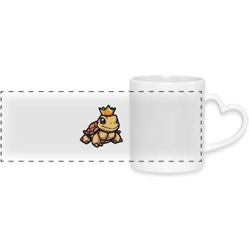 Tortue Cartoon Couronne - Mug panoramique avec anse en forme de cœur - blanc - Devant